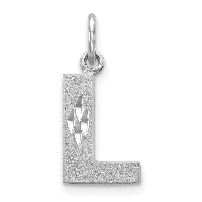 14KW Satin Diamond-cut Letter L Initial Charm-D1282L