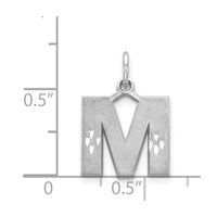 14KW Satin Diamond-cut Letter M Initial Charm-D1282M