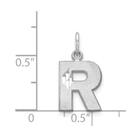 14KW Satin Diamond-cut Letter R Initial Charm-D1282R