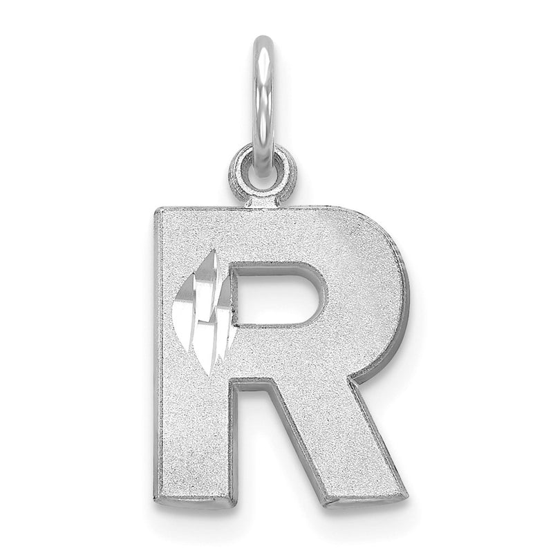 14KW Satin Diamond-cut Letter R Initial Charm-D1282R