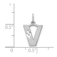 14KW Satin Diamond-cut Letter V Initial Charm-D1282V