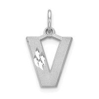 14KW Satin Diamond-cut Letter V Initial Charm-D1282V