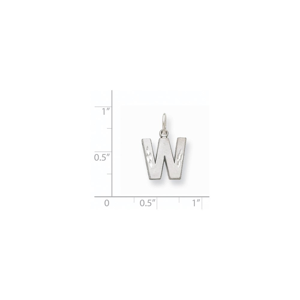 14KW Satin Diamond-cut Letter W Initial Charm-D1282W