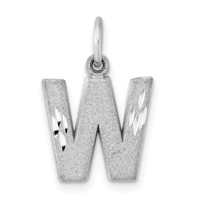 14KW Satin Diamond-cut Letter W Initial Charm-D1282W