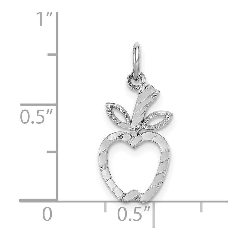 14k White Gold Diamond-cut Apple Charm-D1287