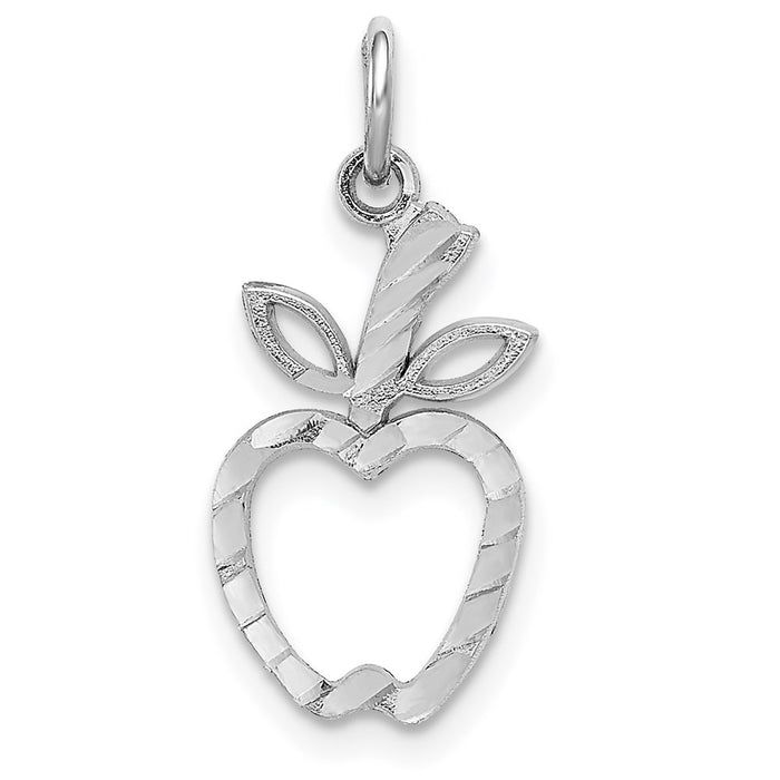 14k White Gold Diamond-cut Apple Charm-D1287