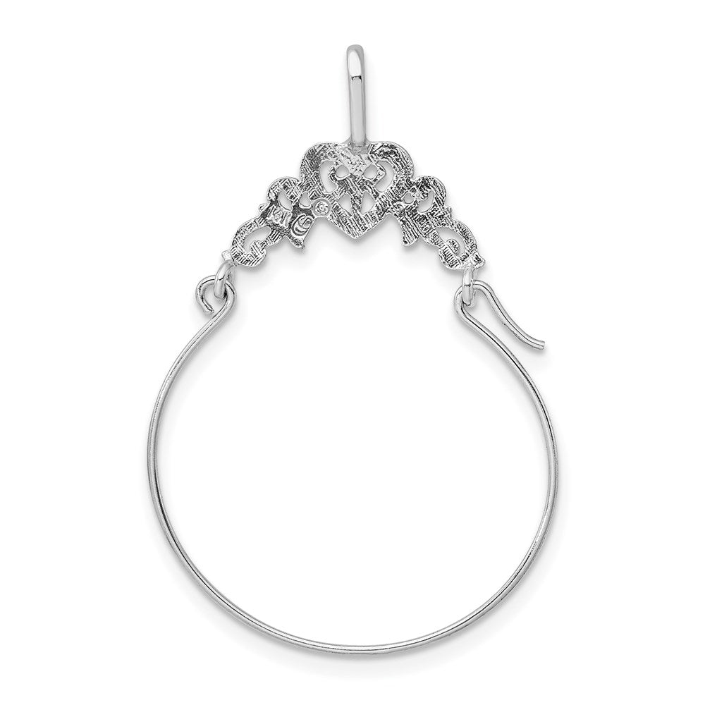 14k White Gold Polished Filigree Heart Charm Holder-D1308W