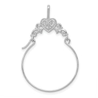 14k White Gold Polished Filigree Heart Charm Holder-D1308W
