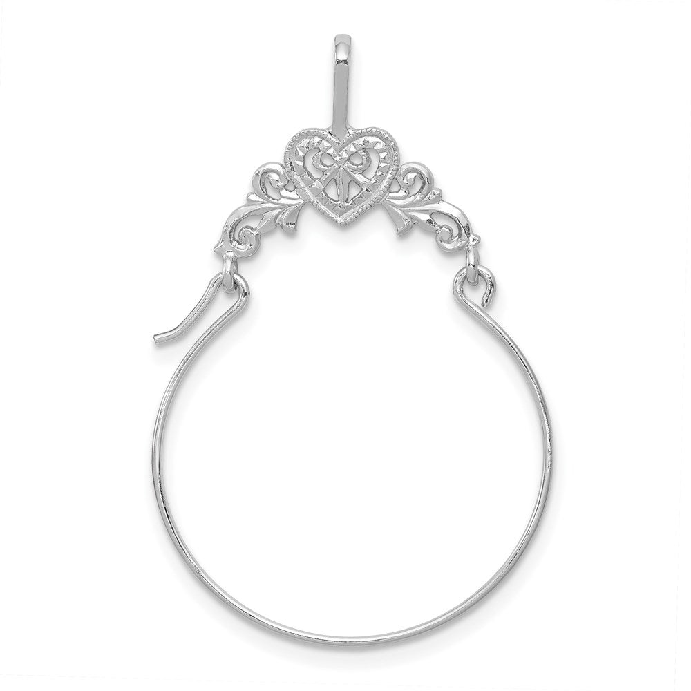 14k White Gold Polished Filigree Heart Charm Holder-D1308W