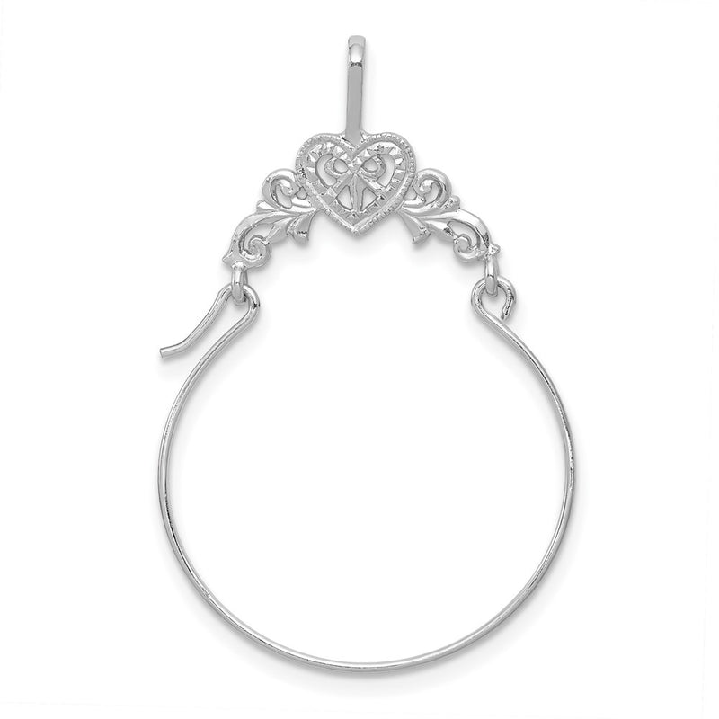 14k White Gold Polished Filigree Heart Charm Holder-D1308W