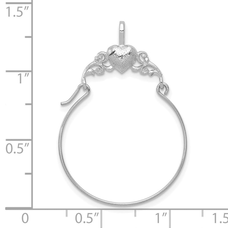 14K White Gold Polished Heart Charm Holder-D1310W