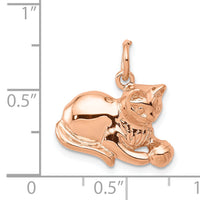 14k Rose Gold Solid Polished Open-Backed Cat Charm-D1317