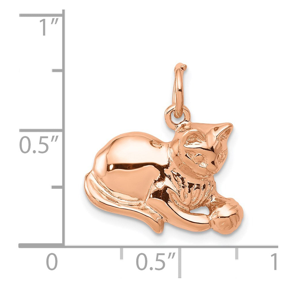 14k Rose Gold Solid Polished Open-Backed Cat Charm-D1317