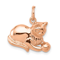 14k Rose Gold Solid Polished Open-Backed Cat Charm-D1317