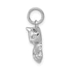 14k White Gold Polished Open-Backed Cat Charm-D1319
