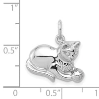 14k White Gold Polished Open-Backed Cat Charm-D1319