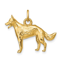 14k Solid Polished 3-D German Shepherd Charm-D1326