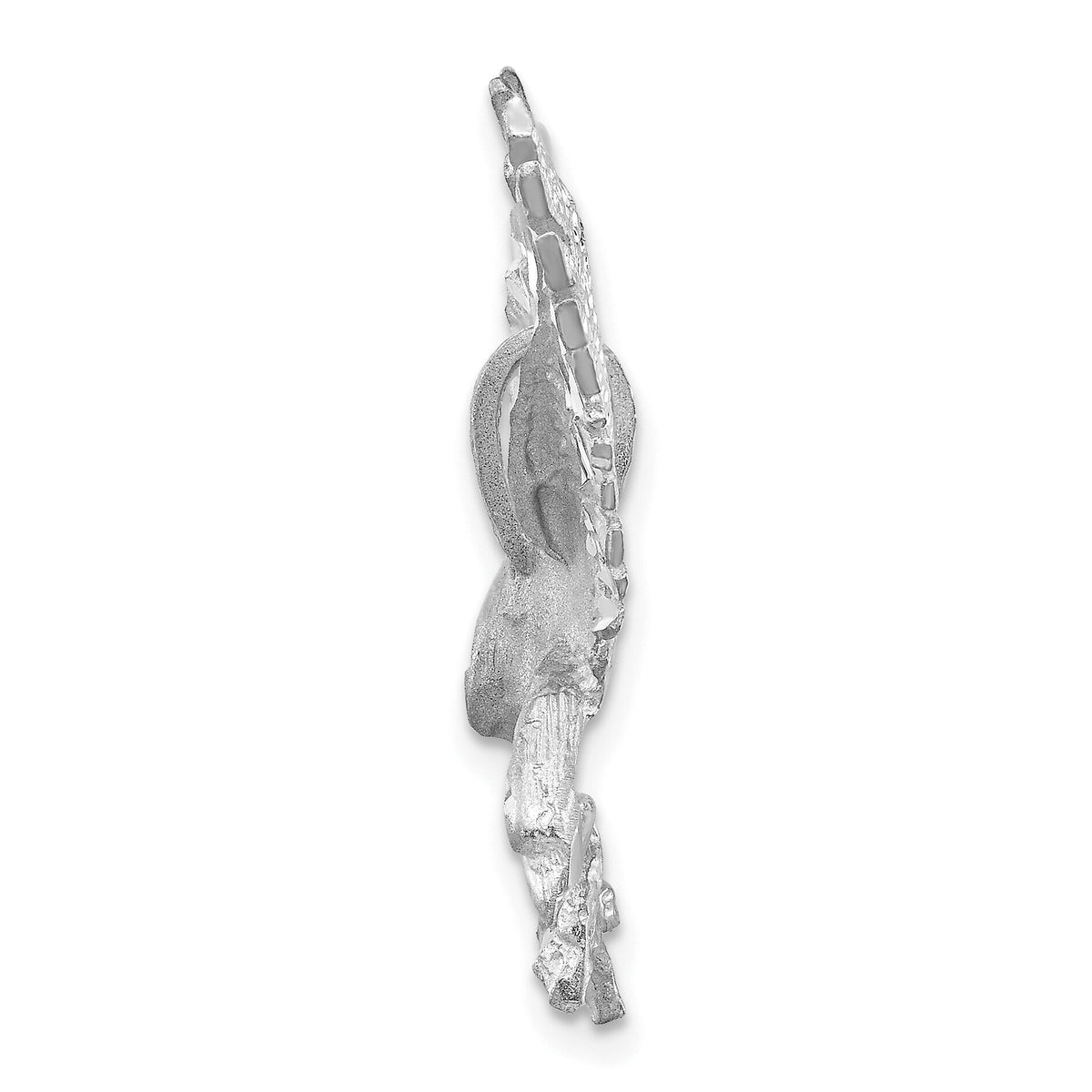 14k White Gold Polished Diamond-cut Eagle Pendant-D1337