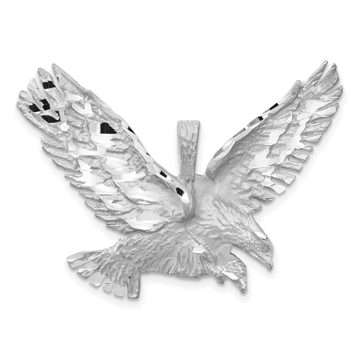 14k White Gold Polished Diamond-cut Eagle Pendant-D1337
