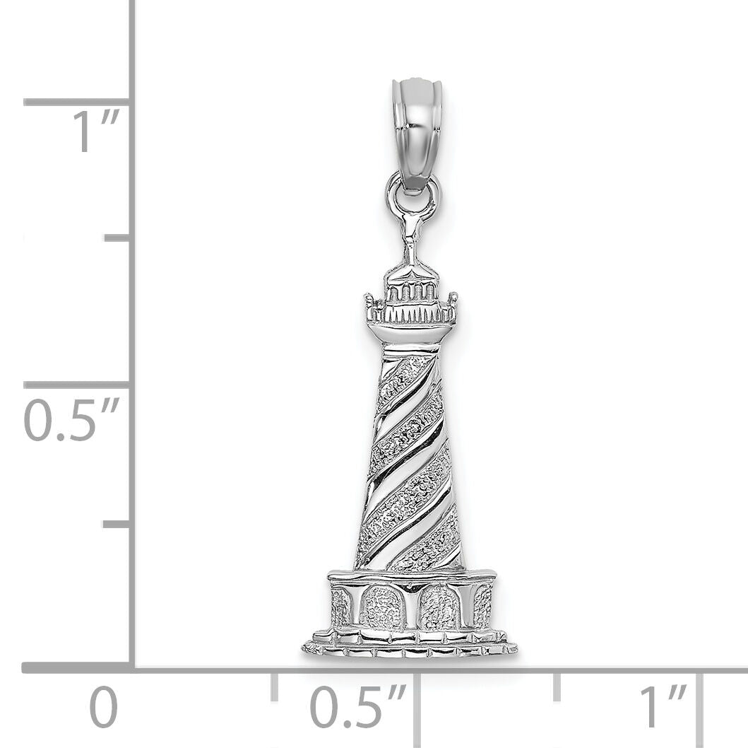 14K White Gold 2-D Cape Hatteras Lighthouse Charm-D1348W
