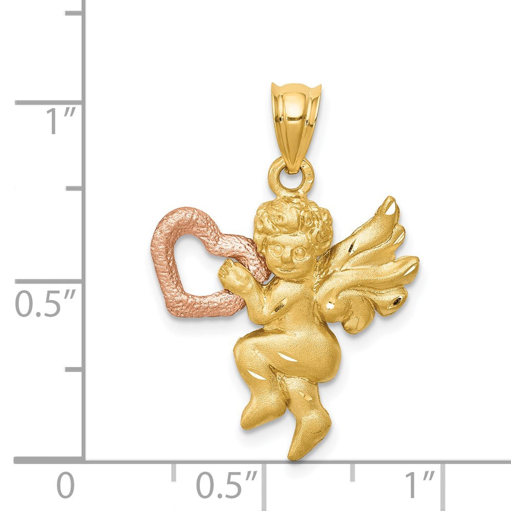 14k Two-tone Satin Angel Charm-D135