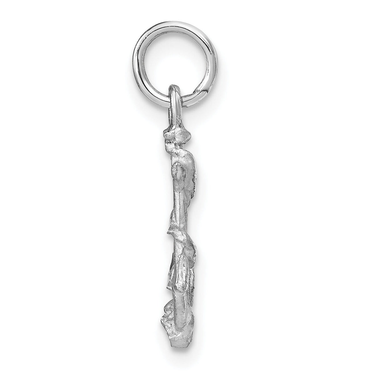 14K White Gold Solid Polished Diamond-Cut 3-D Anchor Charm-D1359