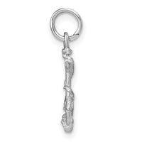 14K White Gold Solid Polished Diamond-Cut 3-D Anchor Charm-D1359