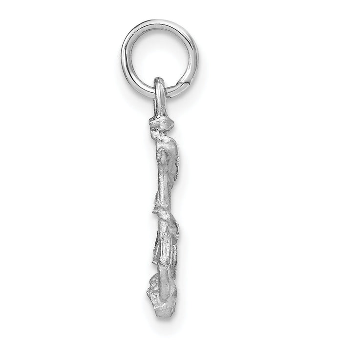 14K White Gold Solid Polished Diamond-Cut 3-D Anchor Charm-D1359