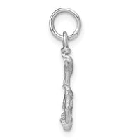 14K White Gold Solid Polished Diamond-Cut 3-D Anchor Charm-D1359