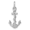 14K White Gold Solid Polished Diamond-Cut 3-D Anchor Charm-D1359