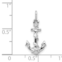 14K White Gold Solid Polished Diamond-Cut 3-D Anchor Charm-D1359