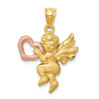 14k Two-tone Satin Angel Charm-D135