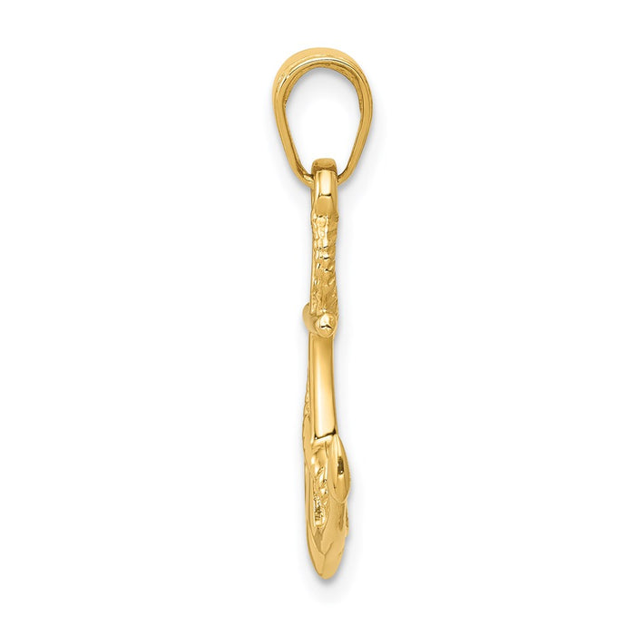 14K Solid Polished 3-D Anchor Pendant-D1360