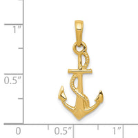 14K Solid Polished 3-D Anchor Pendant-D1360