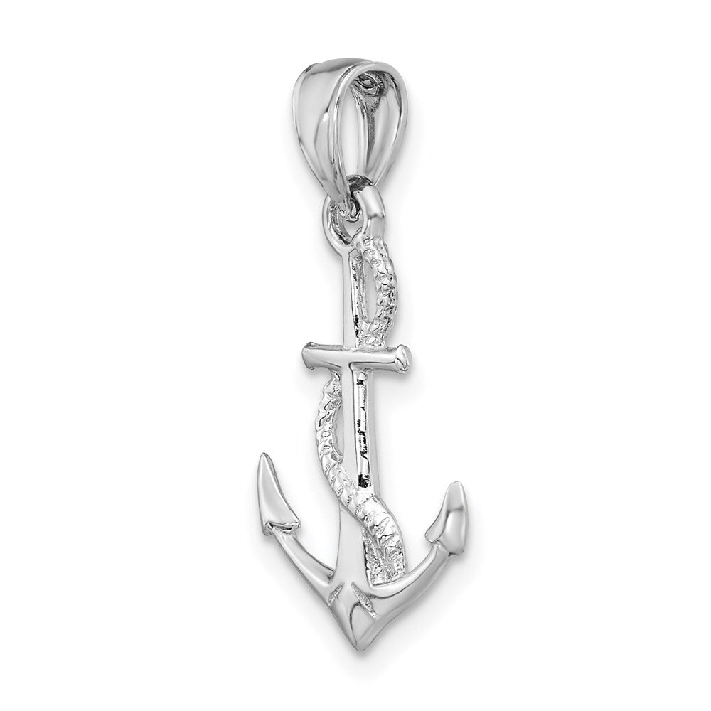 14K White Gold Solid Polished 3-D Anchor Pendant-D1360W