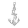 14K White Gold Solid Polished 3-D Anchor Pendant-D1360W