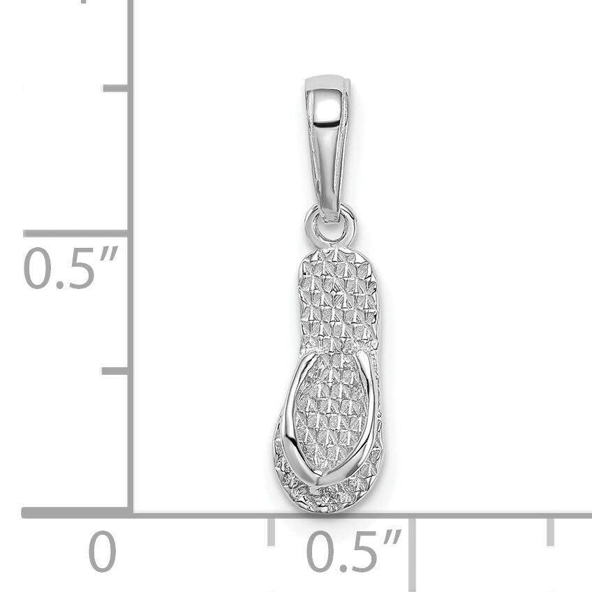 14K White Gold 3D HAWAII Flip-Flop Pendant-D1366W