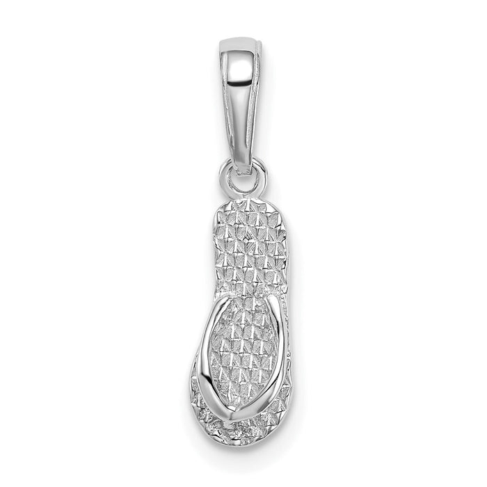 14K White Gold 3D HAWAII Flip-Flop Pendant-D1366W