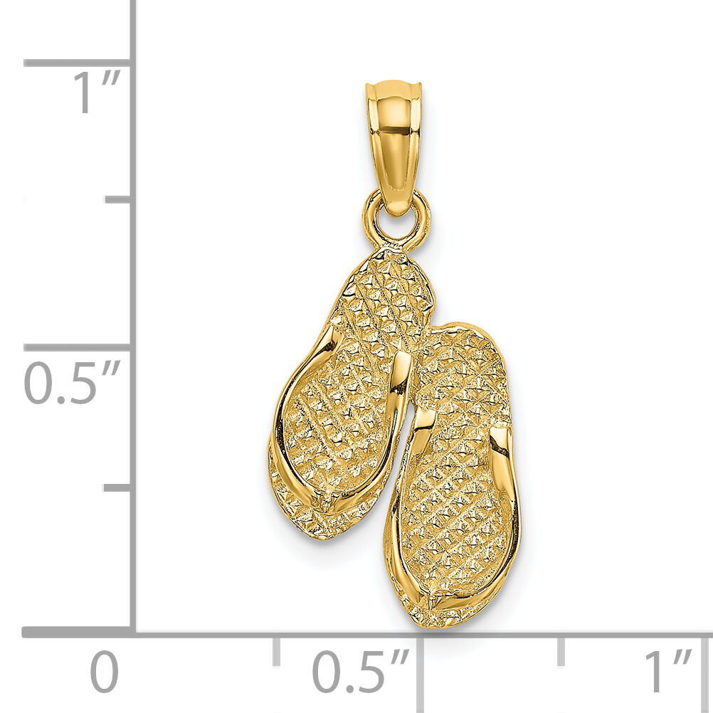14k 3D Solid Polished HAWAII Flip-Flops Charm-D1367