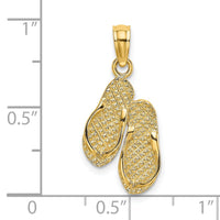 14k 3D Solid Polished HAWAII Flip-Flops Charm-D1367
