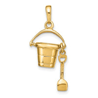 14K Polished 3-D Moveable Pail and Shovel Pendant-D1381