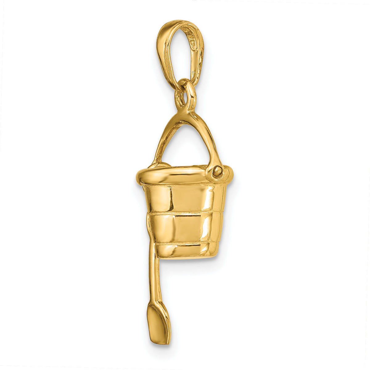 14K Polished 3-D Moveable Pail and Shovel Pendant-D1381