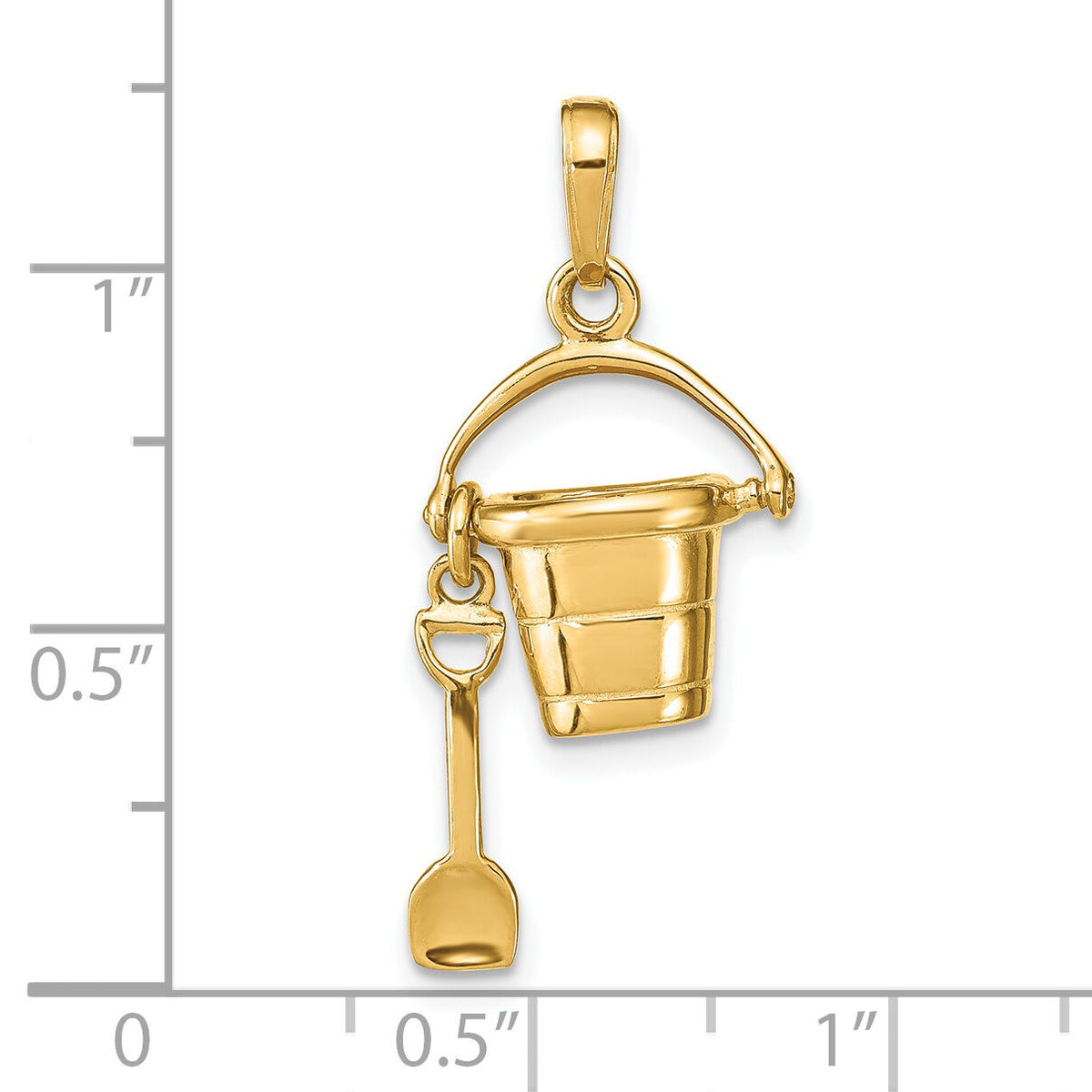 14K Polished 3-D Moveable Pail and Shovel Pendant-D1381