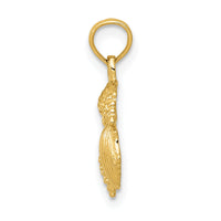 14k Solid Polished Mini Shell Cluster Pendant-D1389
