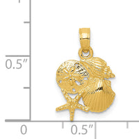 14k Solid Polished Mini Shell Cluster Pendant-D1389