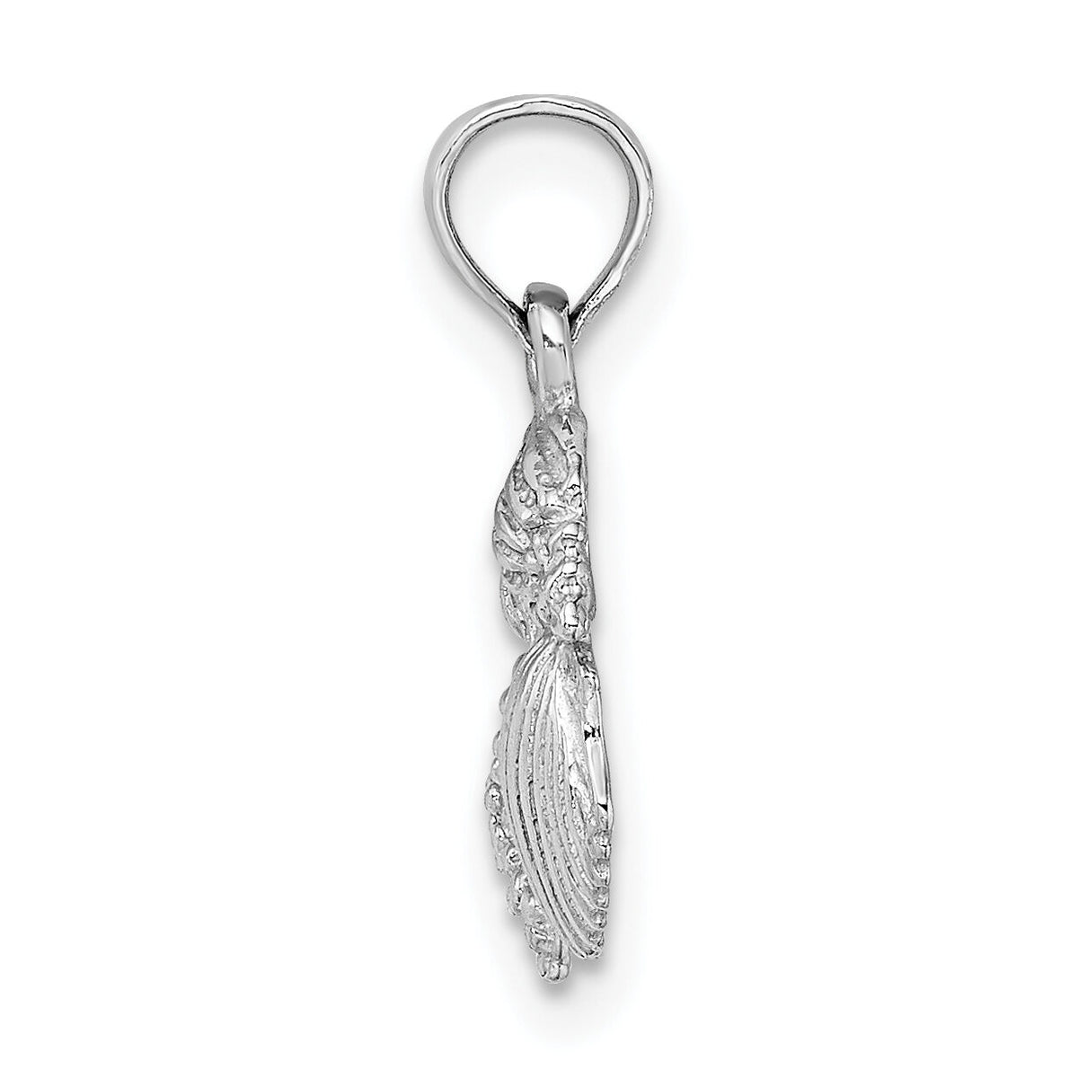 14k White Gold Polished Mini Shell Cluster Pendant-D1389W