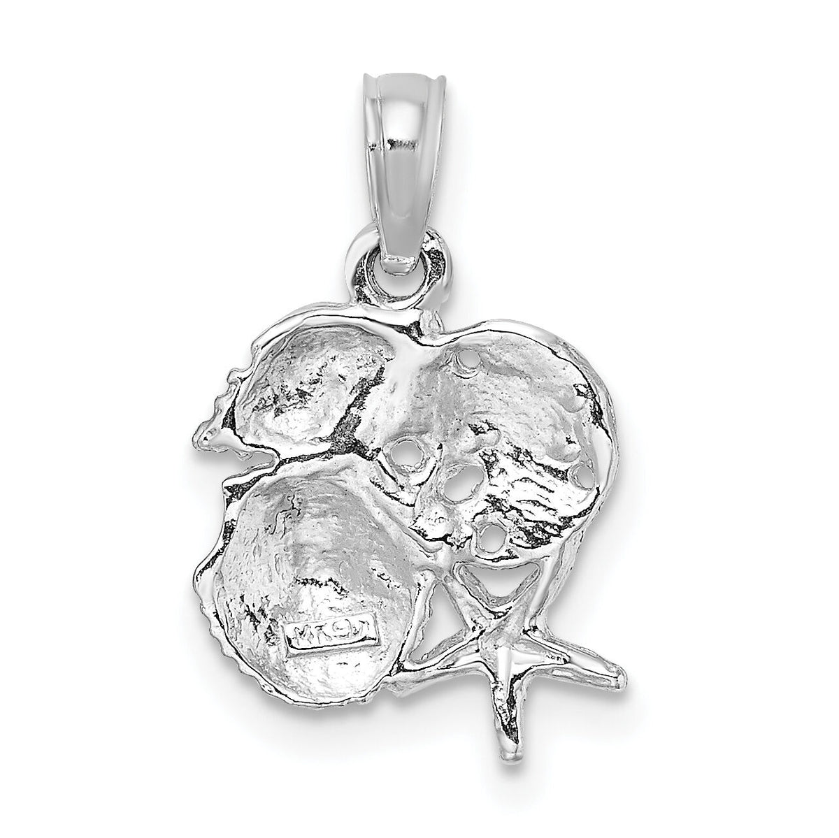 14k White Gold Polished Mini Shell Cluster Pendant-D1389W