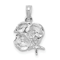 14k White Gold Polished Mini Shell Cluster Pendant-D1389W