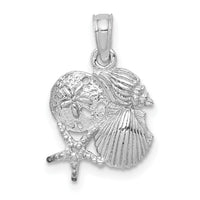 14k White Gold Polished Mini Shell Cluster Pendant-D1389W
