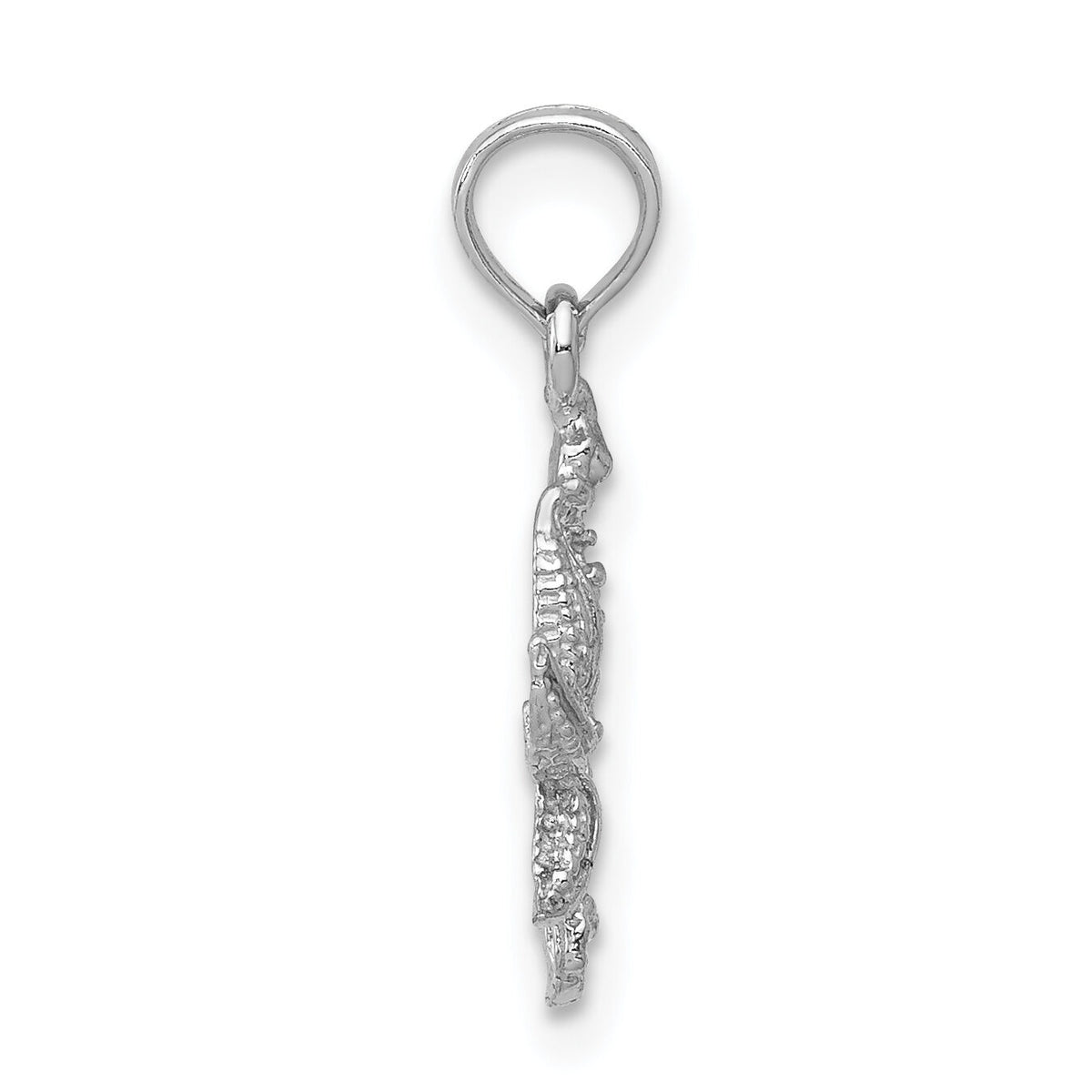 14K White Gold Solid Seahorse and Starfish Pendant-D1394W